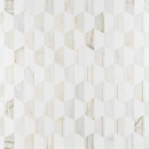 Alloy Bianco 10.43 in. x 12.04 in. Polished Marble and Brass Wall Mosaic Tile (0.87 sq. ft./Each)