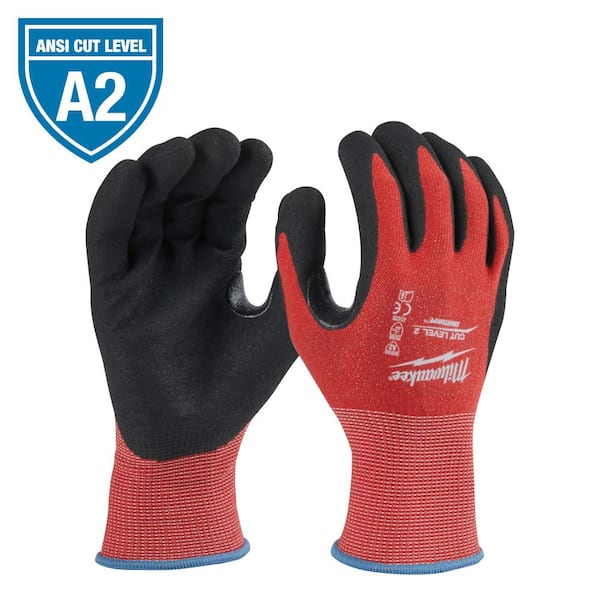Medium Red Nitrile Level 2 Cut Resistant Dipped Work Gloves