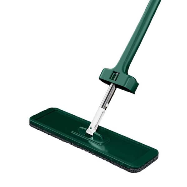 Wellco 14 in. x 4.3 in. Flat Mops Green with 4 pcs Washable Pads for Floor Cleaning
