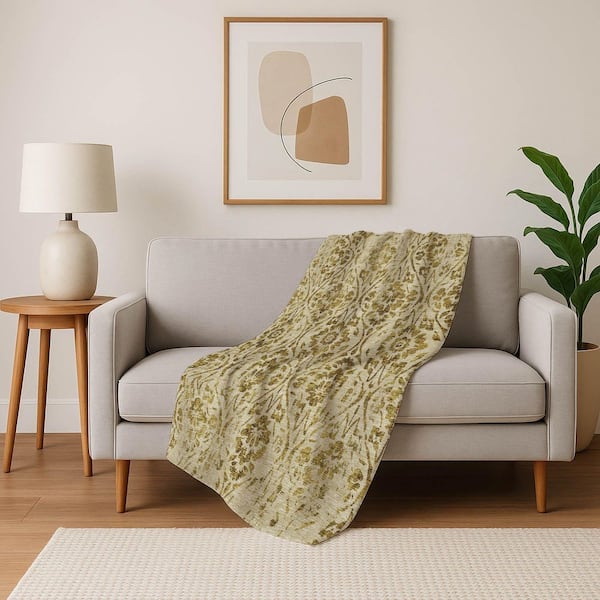 Premium Machine Washable ASB868 Gold 50 in. x 70 in. Sherpa Throw Blanket