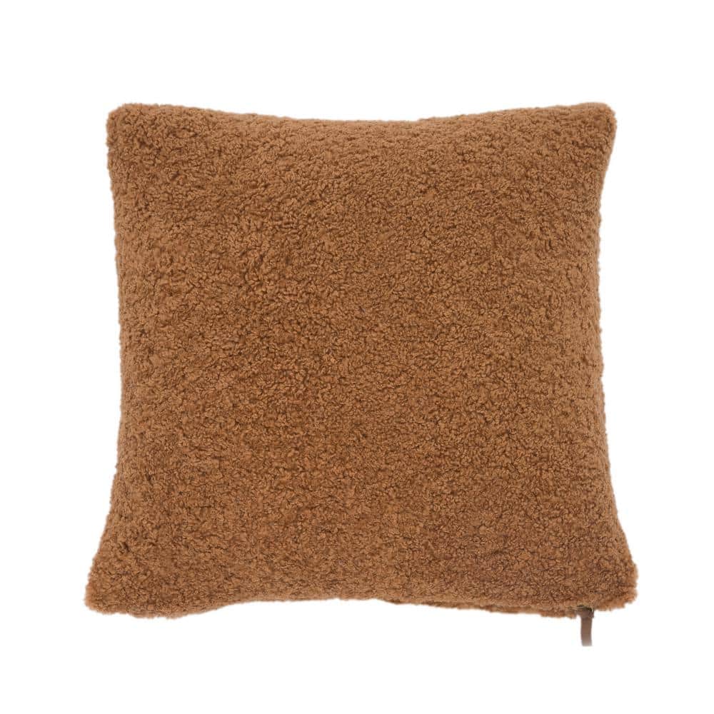 Evergrace Glazed Ginger Sherpa Square Throw Pillow 20x20