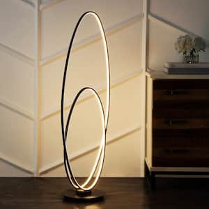 Looper 47 in. Black Metal Modern Contemporary Oval Dimmable Integrated LED Arc Floor Lamp
