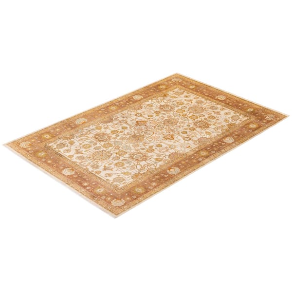 Ivory 6 ft. 1 in. x 9 ft. 1 in. Mogul One-of-a-Kind Hand-Knotted Area Rug