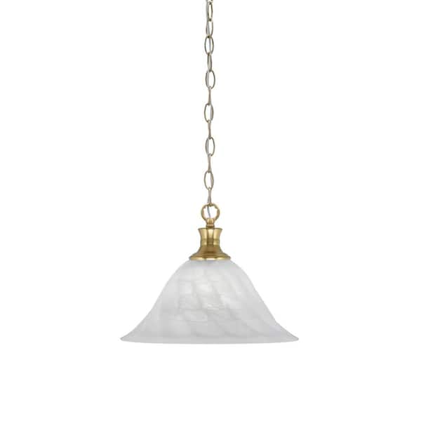 Unbranded Peabody 60-Watt 1-Light New Age Brass Shaded Mini Pendant Light with Glass Shade