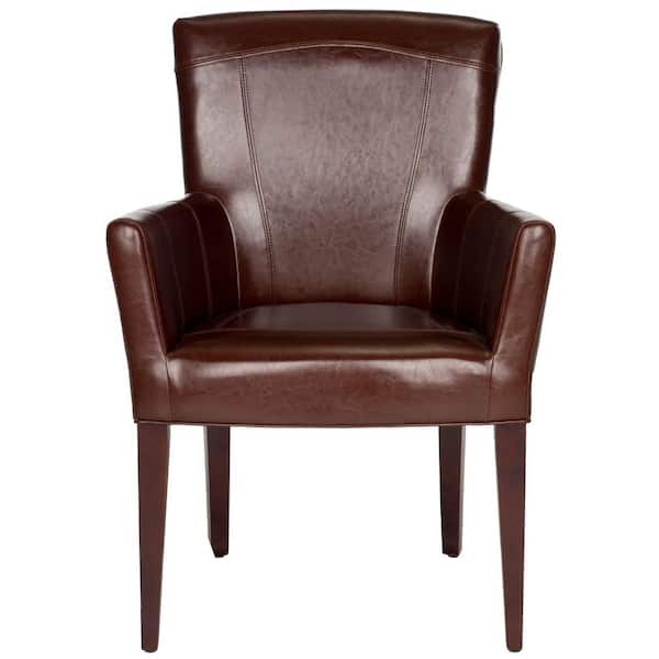 SAFAVIEH Dale Dark Brown Leather Arm Chair