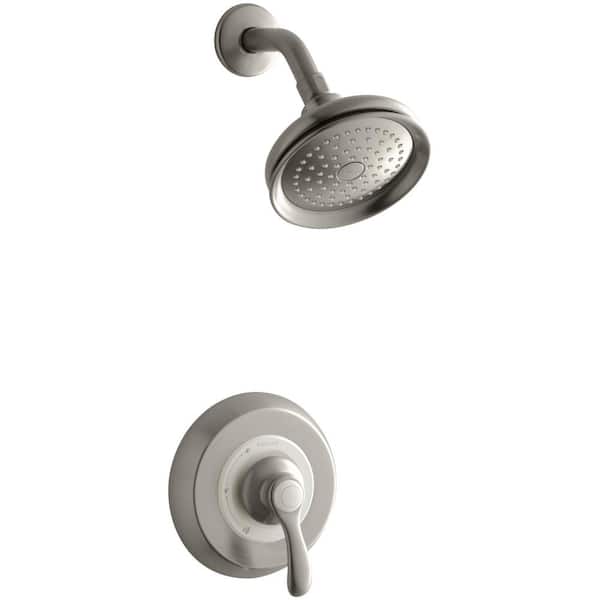 KOHLER Fairfax 1-Spray Patterns 6.5 in. Wall Mount Fixed Shower Head in Vibrant Brushed Nickel