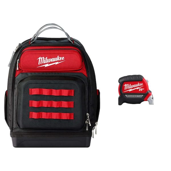 Milwaukee 15 in. Ultimate Jobsite Backpack with 25 ft. Electrician's Compact Wide Blade Magnetic Tape Measure (2-Piece)