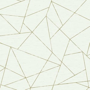 Facet Geometric White Gold Non-woven Paper Peel and Stick Matte Wallpaper Roll 30.75 Sq. ft.