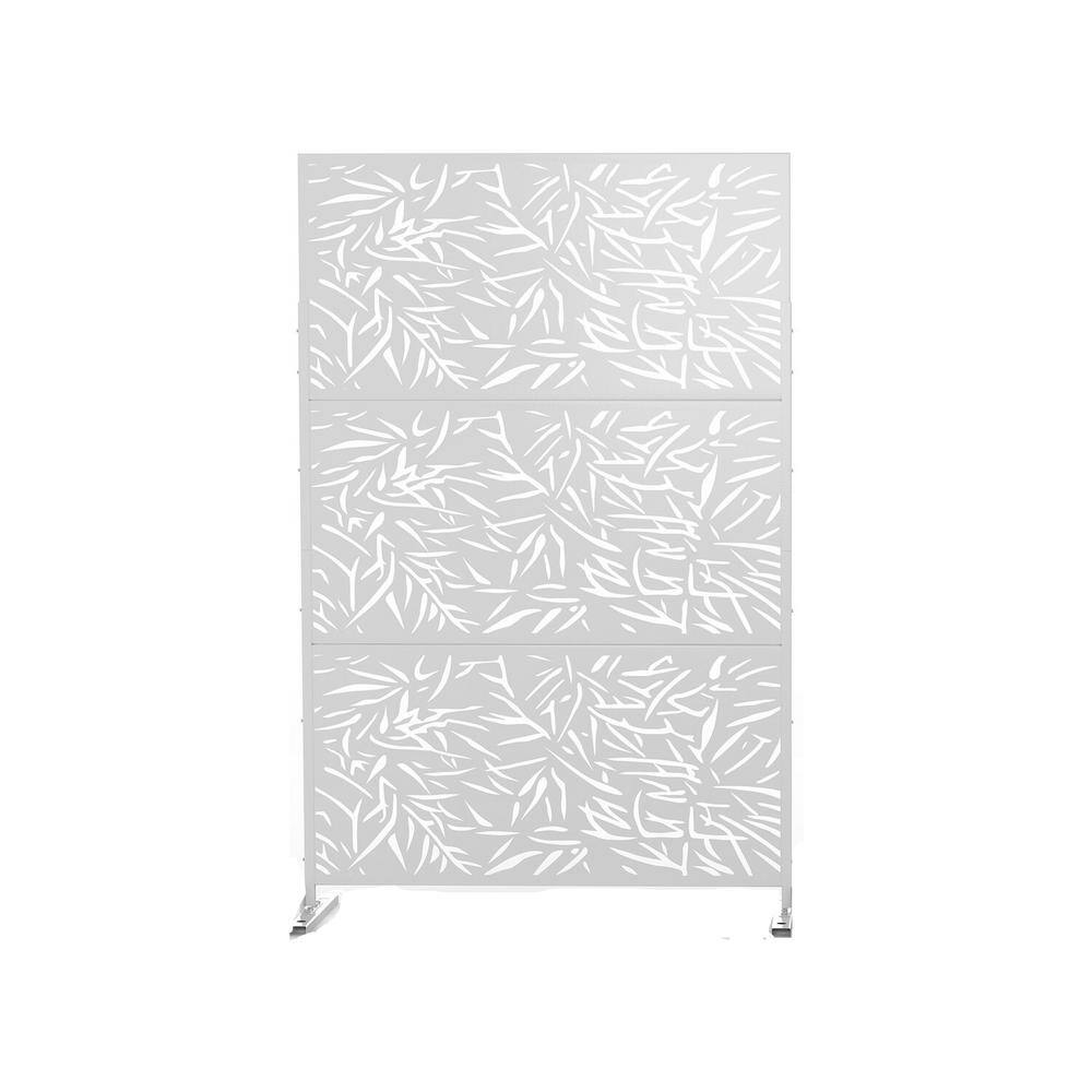 6 5 Ft H X 4 Ft W Patio Laser Cut Metal Privacy Screen In White 3 Panels Sw Pm Wh 06 The Home Depot