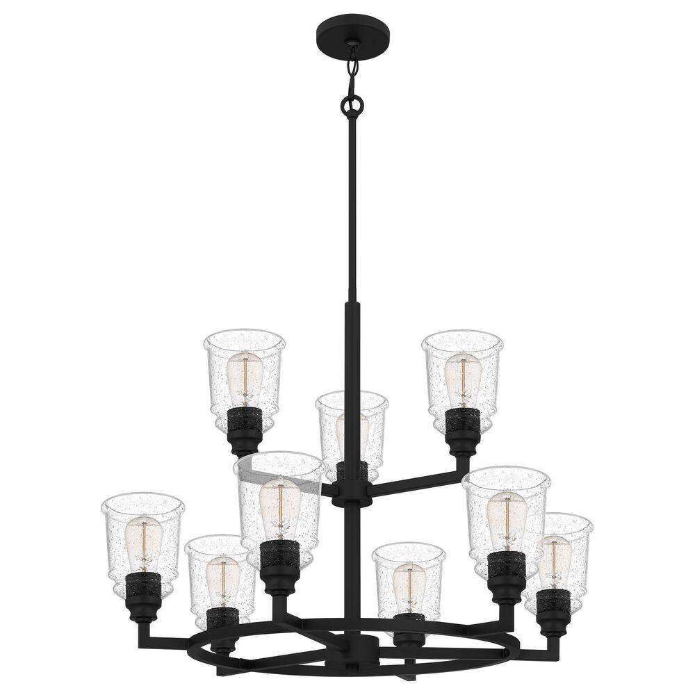 McIntire Matte Black 9-Light Chandelier with Clear Seedy Glass