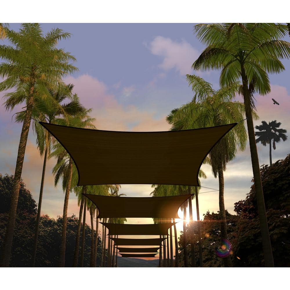 12' x 18' Brown HDPE Rectangle Sun Shade Sail Canopy