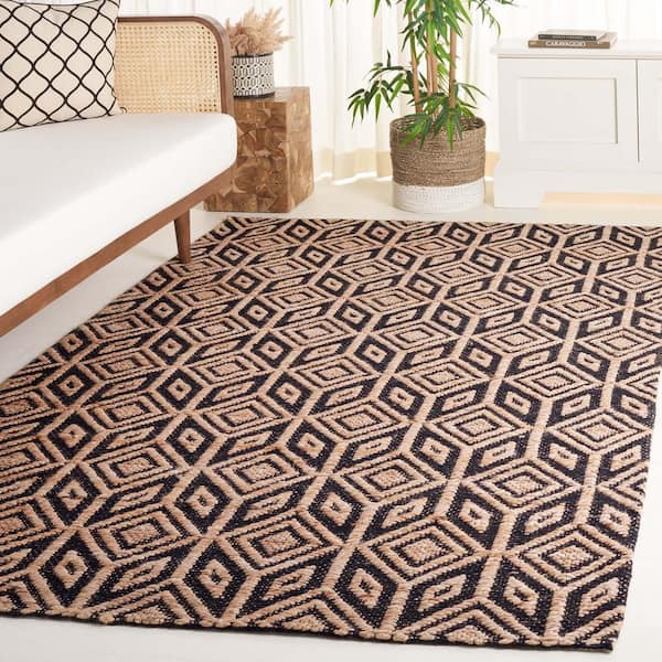 Prism Geometric Rug SAFAVIEH Natural Fiber 4 ft. x 6 ft. Natural/Black Geometric Prisms ...