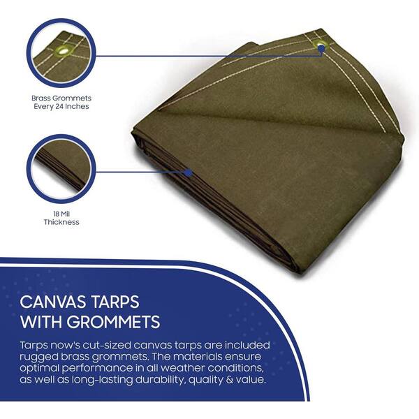 10 x 10 ft. Heavy Duty Canvas Tarp, Tear Resistant
