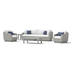 Cannes 6-Piece Wicker Sofa and Club Chair Patio Conversation Set with Sunbrella Centered Ink Cushions