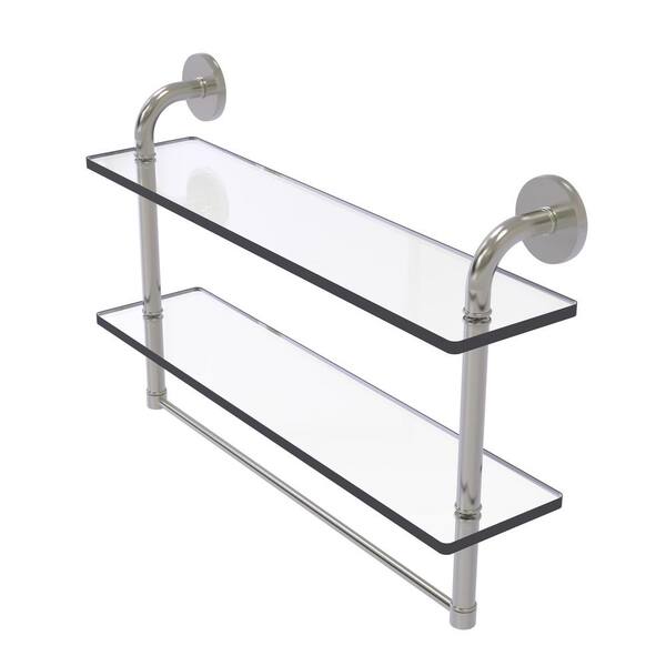 Allied Brass Remi Collection 22 in. 2-Tiered Glass Shelf with Integrated  Towel Bar in Satin Nickel RM-2-22TB-SN The Home Depot