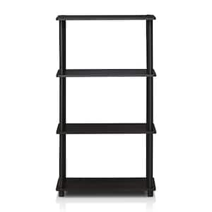 43.25 in. Dark Walnut Plastic 4-shelf Etagere Bookcase with Open Back