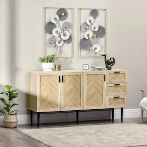 33.5 in. H Oak Storage Cabinet with Drawers