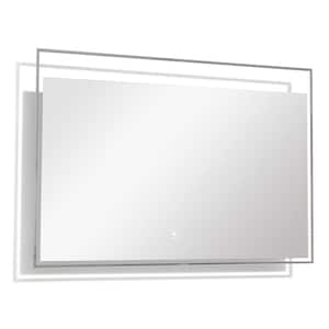 Taylor 39.37 in. W x 23.62 in. H Frameless Square LED Light Bathroom Vanity Mirror in Silver