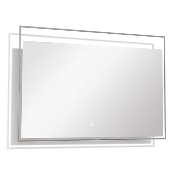 Transolid Taylor 39.37 in. W x 23.62 in. H Frameless Square LED Light Bathroom Vanity Mirror in Silver