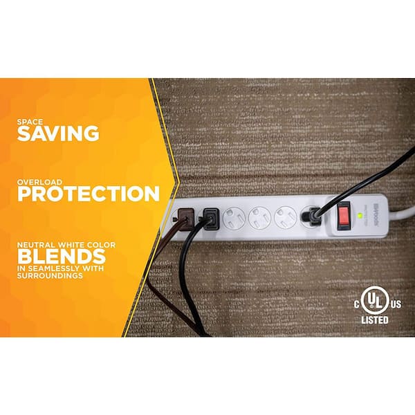 Utilitech 4-ft 6-Outlet 1000 Joules 1875-Watt Indoor Ac Surge Protector in  the Surge Protectors department at