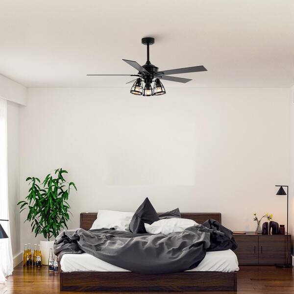 Parrot Uncle 52 in. Indoor Matte Black Reversible Ceiling