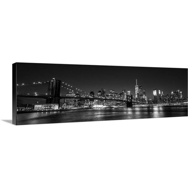 Greatbigcanvas New York City Skyline With Brooklyn Bridge In Foreground At Night By Circle Capture Canvas Wall Art 2417947 24 36x12 The Home Depot - Nyc Wall Art Canvas