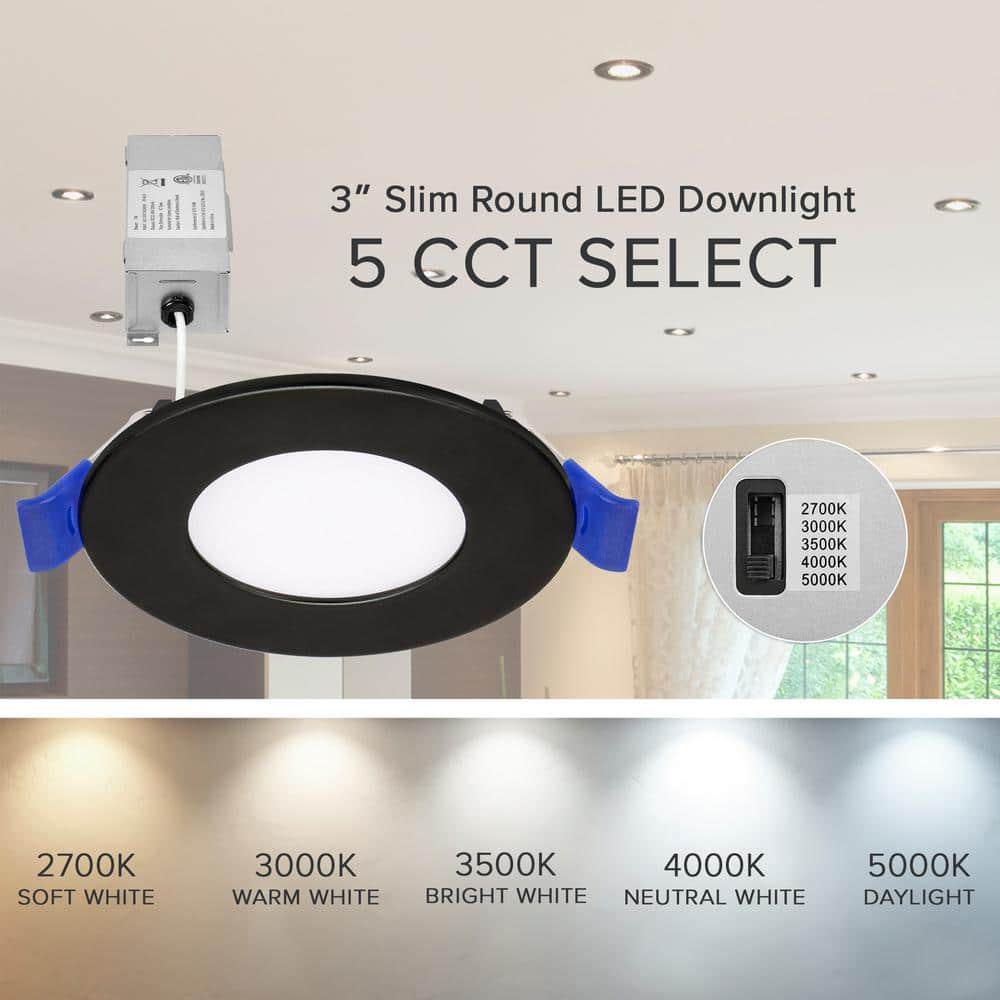 Black 3-Inch Ultra-Thin Aluminum LED Recessed Downlight