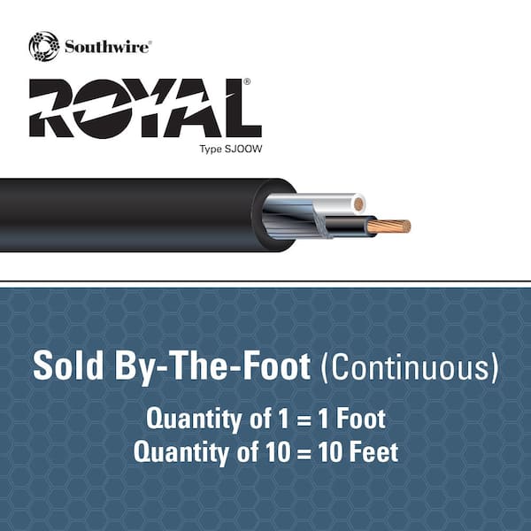 (By-the-Foot) 16/2 300-Volt CU Black Flexible Portable Power SJOOW Cord