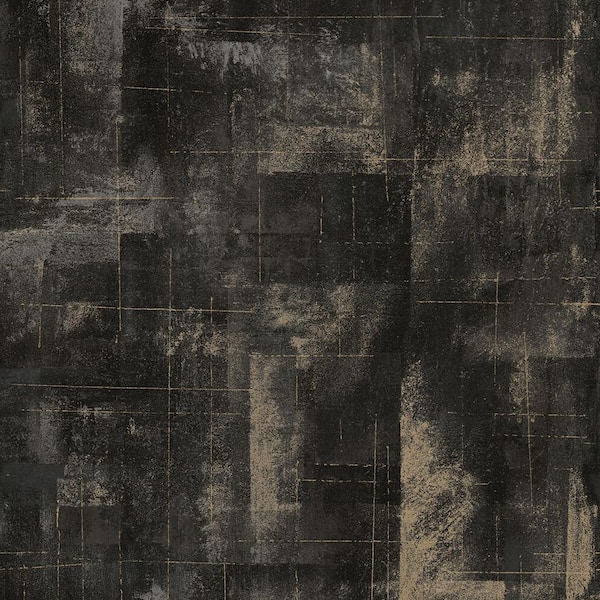 Brewster Distressed Textures Black Wallpaper Sample