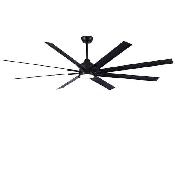 84 in. Black Downrod Mount Ceiling Fan with 9 Aluminium Blades, LED Light and Dimmable for Living Room, Dining Room
