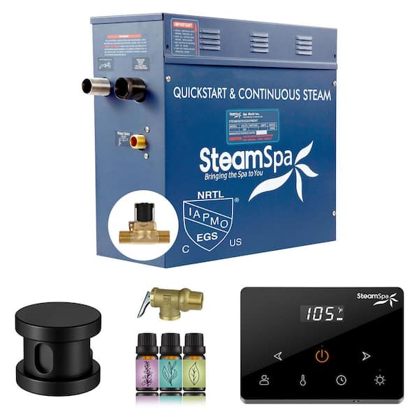 Oasis Series 4500-Watt Steam Generator with Continuous Steam Fully Wireless Control and Auto-Drain in Matte Black