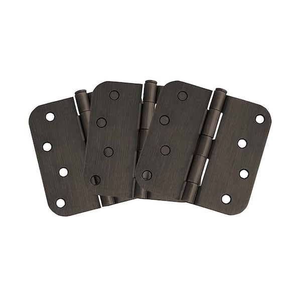 Design House 4 in. x 5/8 in. Radius Oil Rubbed Bronze Door Hinge Value Pack (3 per Pack)