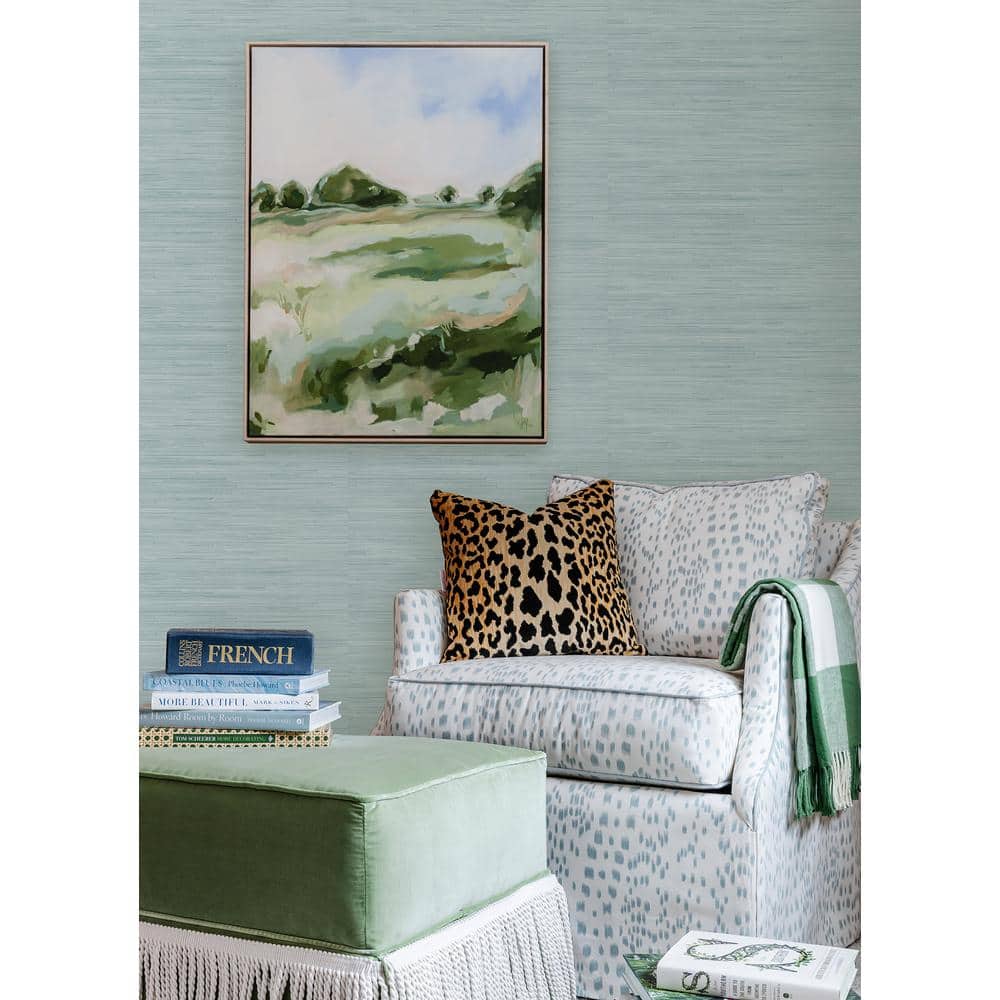 Sky Blue Faux Grasscloth Peel and Stick Wallpaper Roll