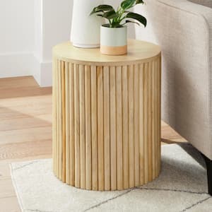 Cranford 16 in. Round Modern Fluted Solid Wood Pedestal End Table