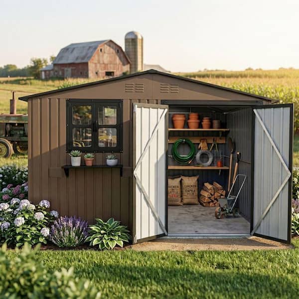 IMAGACFUN 10 x 8 ft. Outdoor Metal Storage Shed with Lockable