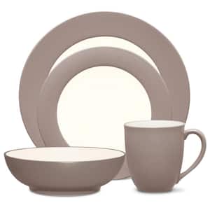 Colorwave Clay  4-Piece (Tan) Stoneware Rim Place Setting, Service for 1