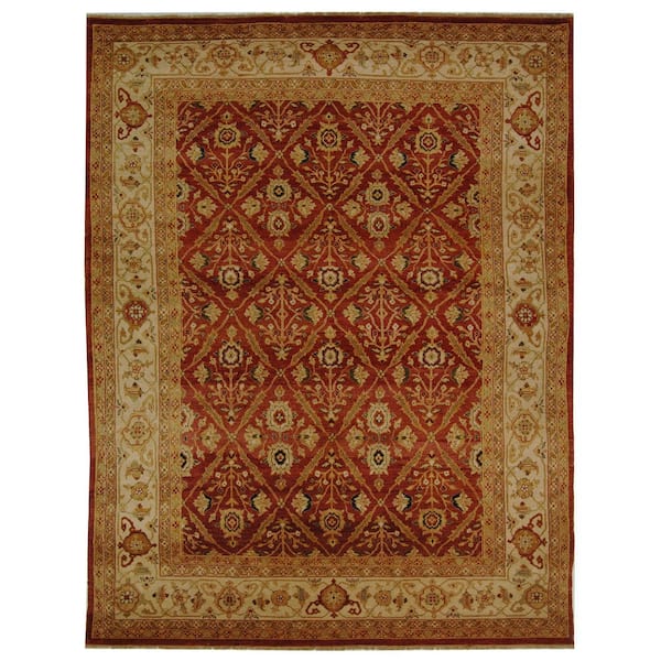 Samarkand 8 ft. x 10 ft. Rust/Ivory Ornate Floral Oriental Area Rug