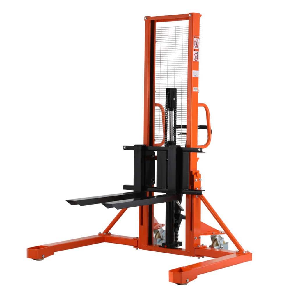Manual Pallet Stacker 2200 lbs. Hand Straddle Stacker 63 in. Max Lift Heigh