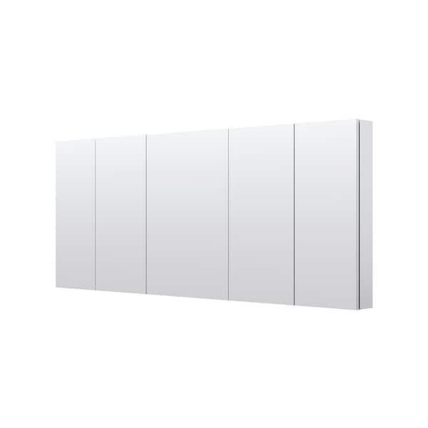 ROSA 72 in. W x 30 in. H Rectangular Recessed/Surface Combo Aluminum Medicine Cabinet with Mirror, Reversible Door