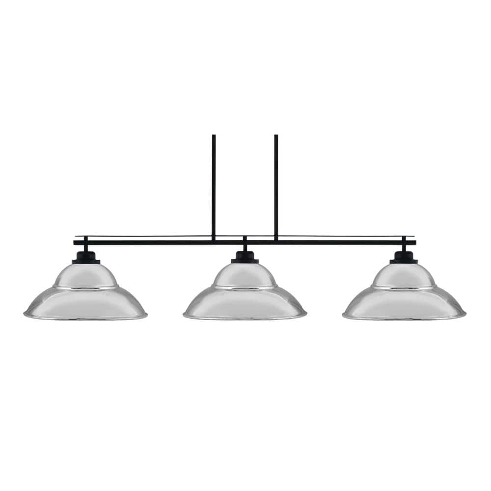 Monroe 3-Light Billiard Light, Round Fitter, Matte Black Finish, 16 in. Chr