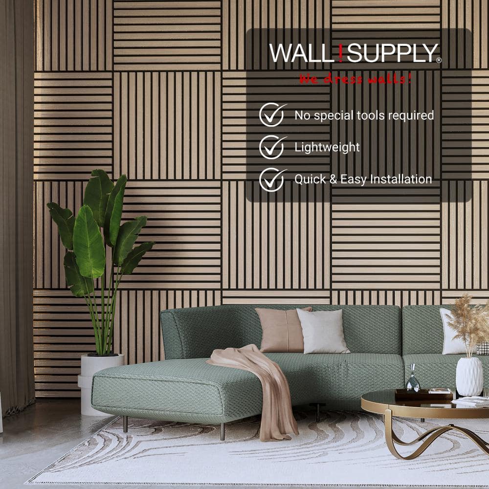 Natural Oak 3D Acoustic Polystyrene Wall Panels Set of 6