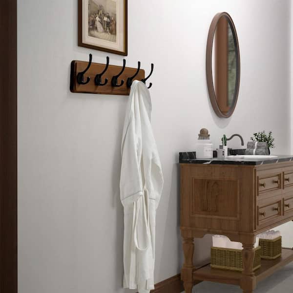 Unbranded Coat Rack Wall, Heavy-Duty, 5-Double-Hooks Wooden Wall Mounted  Coat Rack Coat Hanger Hook Rail, Natural Black MKWH34MHB-1NBK