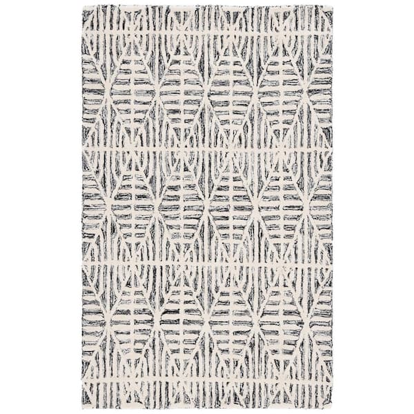 SAFAVIEH Ebony Black/Ivory Doormat 3 ft. x 5 ft. Diamond Area Rug