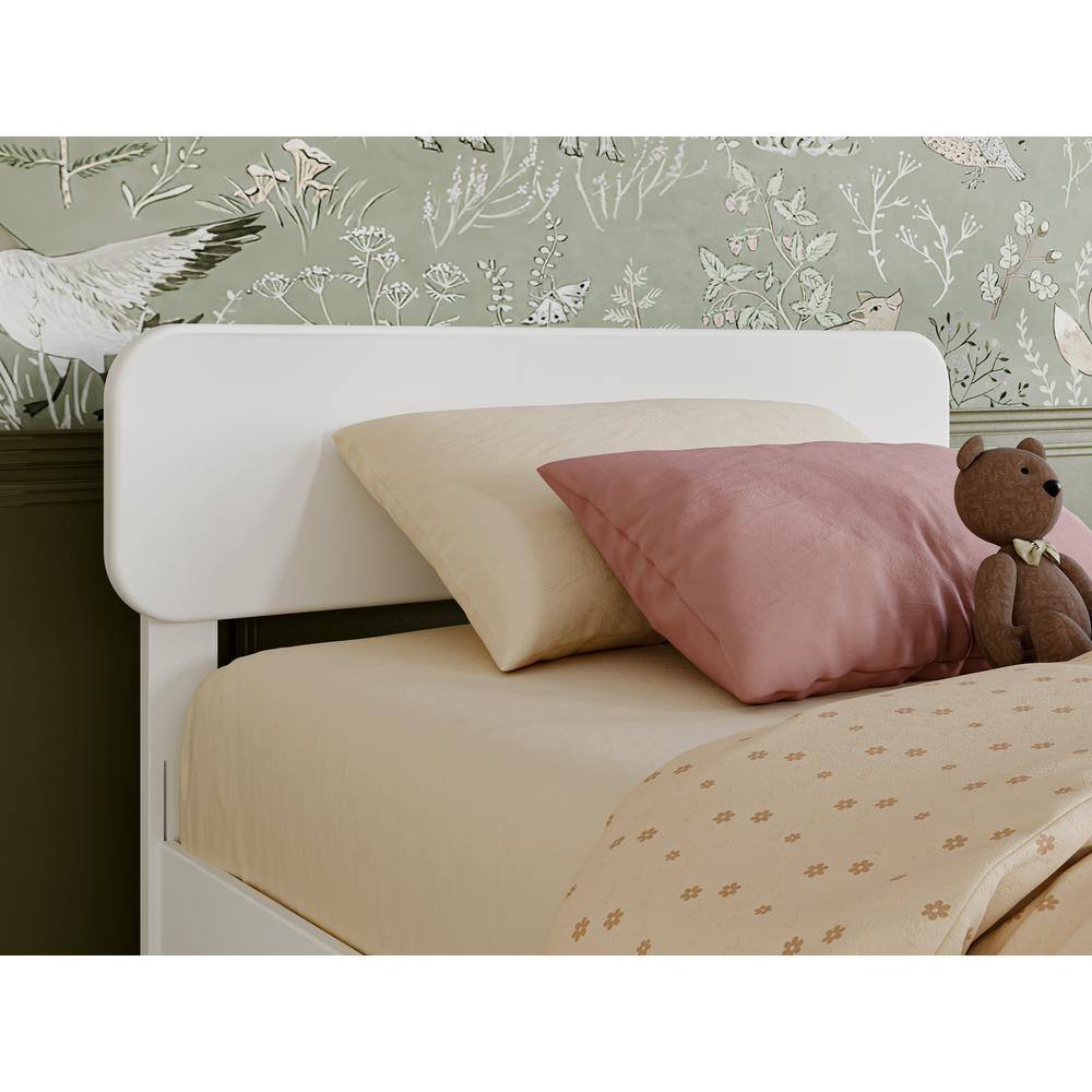Capri White Twin Platform Bed with Trundle and Walnut Frame
