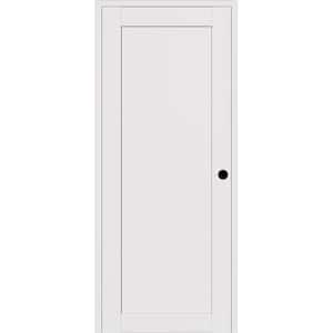 Shaker 1 Panel 24" x79,375" Left Hand Snow White Wood Single Prehung Interior Door with Concealed Hinges