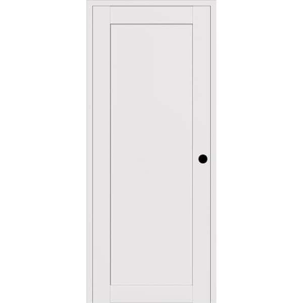 Belldinni Shaker 1 Panel 28" x79,375" Left Hand Snow White Wood Single Prehung Interior Door with Concealed Hinges