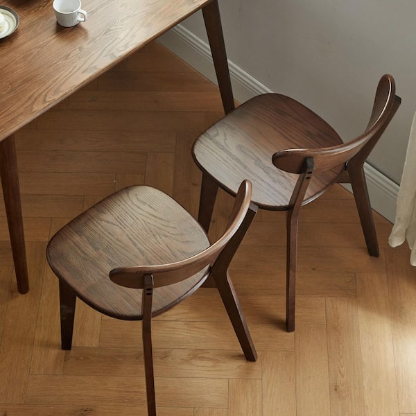 Swift Walnut Solid Wood Mid-Century Modern Accent Dining Side Chair (Set of 2)