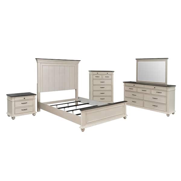 Ellington 5-Piece Antique White Wood Queen Bedroom Set
