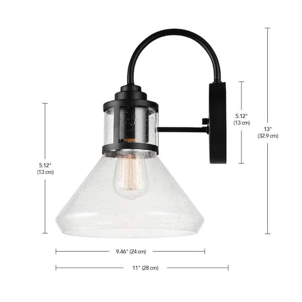 Globe Electric Bolton 1-Light Matte Black Outdoor Indoor Wall Sconce