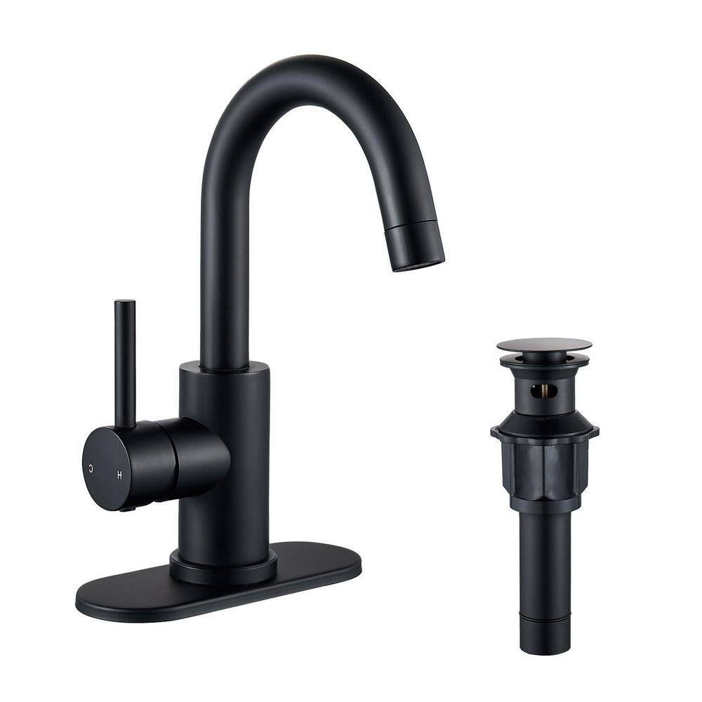 Modern Single Handle Kitchen Bar Faucet With Swing Spout Deckplate Included